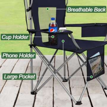 ptlsy Camping Chair with Adjustable Shade Canopy