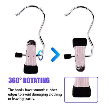 12PCS Laundry Hanging Hooks with Clips Boot Hanger Heavy Duty Clothes Pins, Portable Metal Drying Clip for Bras, Socks, Towels, Underwear