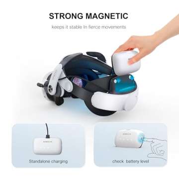 BOBOVR M3 Max Battery Pack Head Strap Accessories, Compatible with Meta Quest 3/3S, 10000mah hot-swappable Battery Pack, 20W Fast Charging