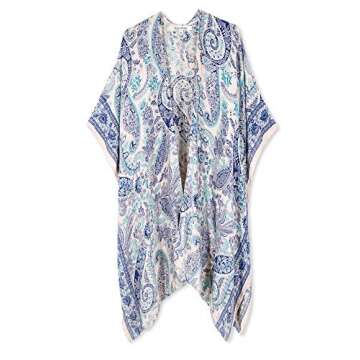 Moss Rose Women's Beach Cover up Swimsuit Kimono Cardigan with Bohemian Floral Print