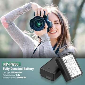 FirstPower NP-FW50 Battery 2-Pack and USB Dual Charger Compatible with Sony A6000 A6300 A6400 A6500 ...