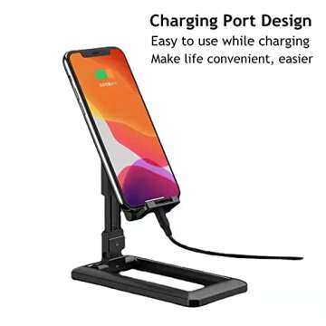 JUSDIQIR Adjustable Cell Phone Stand - Foldable Phone Holder for Desk
