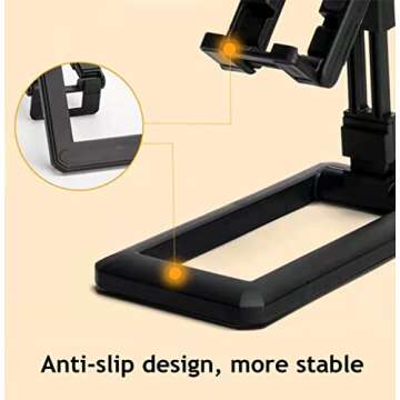 JUSDIQIR Adjustable Cell Phone Stand - Foldable Phone Holder for Desk