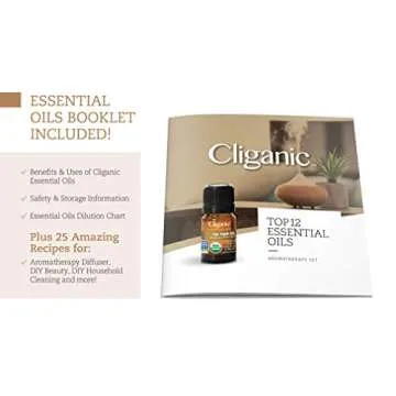 Cliganic USDA Organic Aromatherapy TOP 12 Essential Oils Set, 100% Pure - Peppermint, Lavender, Eucalyptus, Tea Tree, Lemongrass, Rosemary, Frankincense, Orange, Lemon, Cassia, Cedarwood & Grapefruit