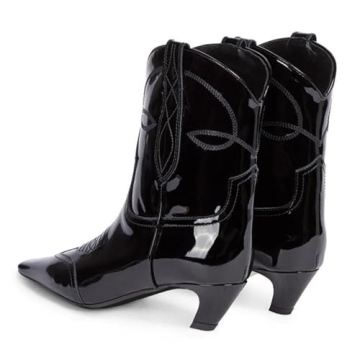 FSJ Women Square Toe Comfort Kitten Low Heel Ankle Boot