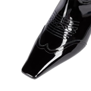 FSJ Women Square Toe Comfort Kitten Low Heel Ankle Boot