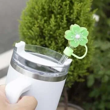 5Pcs Straw Cover, 0.4n Diameter Cute Silicone Accessories Cap for Stanley Cup, Dust-Proof Drinking Straw Reusable Straw Tips Lids