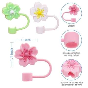 5Pcs Straw Cover, 0.4n Diameter Cute Silicone Accessories Cap for Stanley Cup, Dust-Proof Drinking Straw Reusable Straw Tips Lids