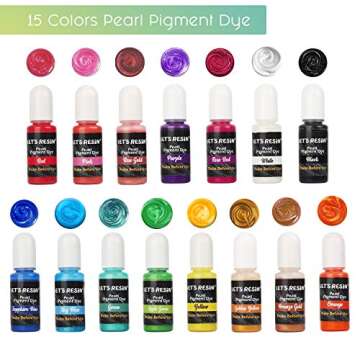 LET’S RESIN 15 Colors Epoxy Pigment, Pearl Liquid Resin Colorant Each 0.35oz, Non-Toxic Epoxy Resi...
