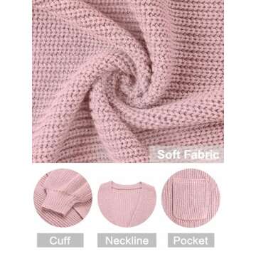 MEROKEETY Women's Fall Open Front Long Lantern Sleeve Cardigan Oversized Chunky Outwear with Pocket Dusty Pink