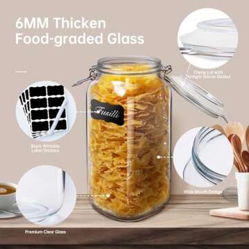 HomArtist Airtight Glass Jars Set for Flour Sugar Storage