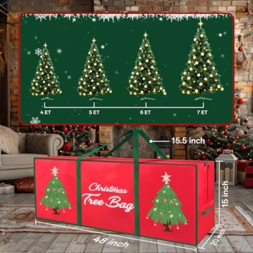 BlessedSeason Christmas Tree Storage Bag, Stores Up to 7.5ft Xmas Holiday Tree - With Wrap-around Carry Handle, Using 600D Oxford Cloth - Extra Large Storage Container for Trees and Decorations
