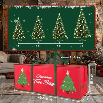 BlessedSeason Christmas Tree Storage Bag, Stores Up to 7.5ft Xmas Holiday Tree - With Wrap-around Carry Handle, Using 600D Oxford Cloth - Extra Large Storage Container for Trees and Decorations