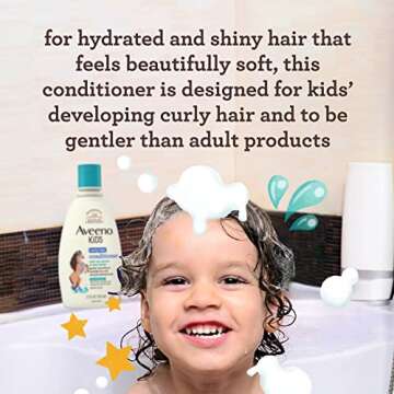 Aveeno Kids Curly Hair Conditioner, Hydrating Conditioner, Kids Curly Hair Products, Oat Extract & S...
