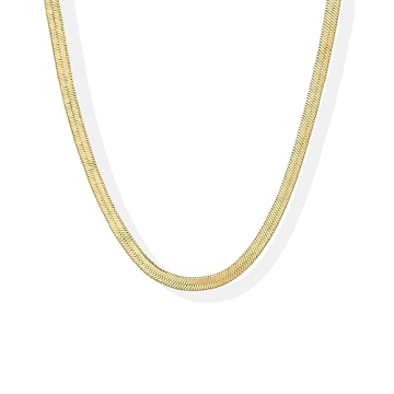 PAVOI 14K Gold Plated Snake Figaro Chain Necklace