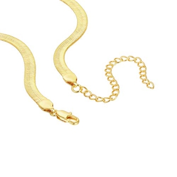 PAVOI 14K Gold Plated Snake Figaro Chain Necklace