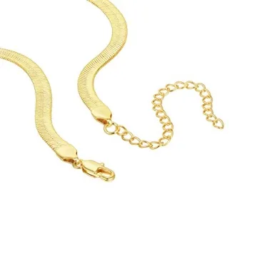 PAVOI 14K Gold Plated Snake Figaro Chain Necklace