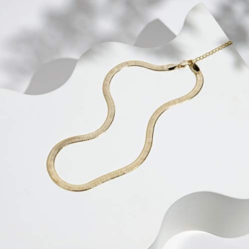 PAVOI 14K Gold Plated Snake Figaro Chain Necklace