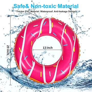F FiGoal 3 Pack Summer Swimming Float with Blue Donut Brown Donut and Pink Donut Swimming Pool Ring Funny Pool Tube Toys for Summer Water Parties Outdoor Water Activities