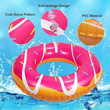 F FiGoal 3 Pack Summer Swimming Float with Blue Donut Brown Donut and Pink Donut Swimming Pool Ring Funny Pool Tube Toys for Summer Water Parties Outdoor Water Activities