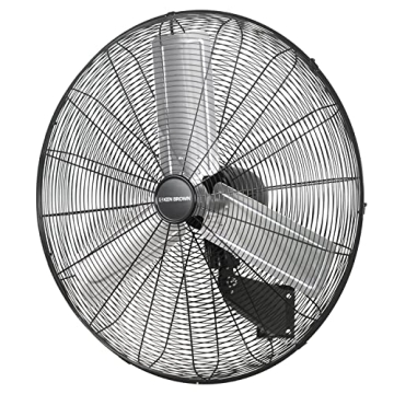 KEN BROWN 30 Inch Industrial Oscillating Wall Mount Fan 9500CFM,Heavy Duty Metal,High Velocity,2 Spe...