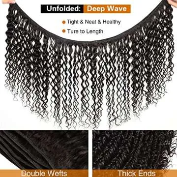 Brazilian Virgin Hair Deep Wave Bundles 100% Human Hair Unprocessed Brazilian Human Hair Deep Curly Bundles Hair Extensions Natural Color (20 22 24)