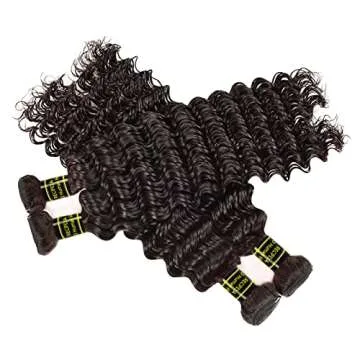 Brazilian Virgin Hair Deep Wave Bundles 100% Human Hair Unprocessed Brazilian Human Hair Deep Curly Bundles Hair Extensions Natural Color (20 22 24)