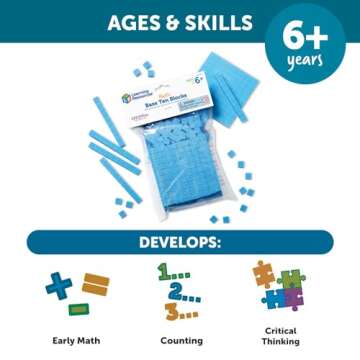 Learning Resources Base Ten Blocks Smart Pack, Early Childhood Math Skills, Ages 5+, Multicolor