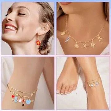 Funtopia Charms for Jewelry Making, 310pcs Gold Enamel Charms for Bracelets Necklace Keychain Earring Making, Assorted Cute Metal Pendants Bulk for DIY Craft Supplies