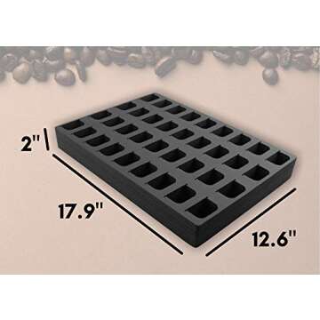 Polar Whale Coffee Espresso Capsule Drawer Organizer Tray Insert Compatible with Nespresso Vertuo VertuoLine for Kitchen Home Office Waterproof Washable Black Foam 36 Compartment 12.6 X 17.9 Inches
