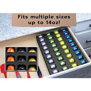 Polar Whale Coffee Espresso Capsule Drawer Organizer Tray Insert Compatible with Nespresso Vertuo VertuoLine for Kitchen Home Office Waterproof Washable Black Foam 36 Compartment 12.6 X 17.9 Inches