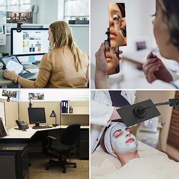 Clifod Clip on Mirror For Monitor Desk Rear View, Office Security Cubicle Mirror to See Behind You for the Safety, Clip Convex Mirror with Flexible Arm for Lash Content Creators