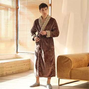 Karfri Winter robe thickened and lengthened bathrobe facecloth warm robe