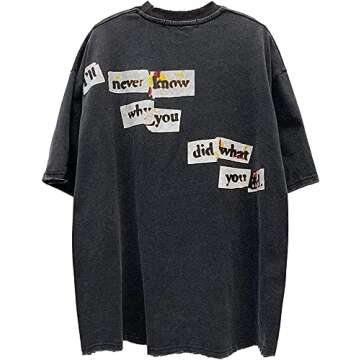 Vamtac Graphic Tees 90s Oversized T Shirts Vintage Hipster Printed Tee Casual Summer Streetwear Top ...