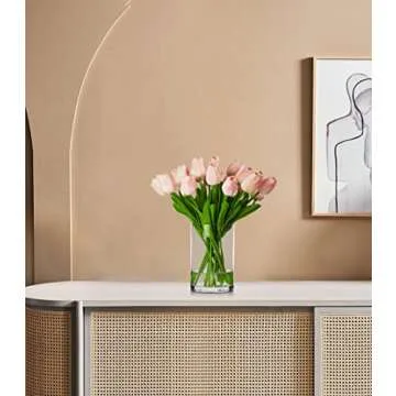 Pink Tulip Artificial Flowers in Vase for Home Decor