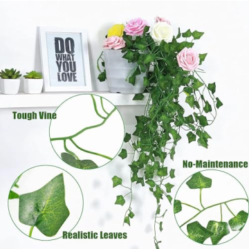 Artflower Fake Vines for Bedroom, 12 Pcs 84Ft Fake Ivy Vines Greenery Garland Artificial Ivy Leaves Fake Hanging Plants for Office Garden Wedding Wall Room Decor