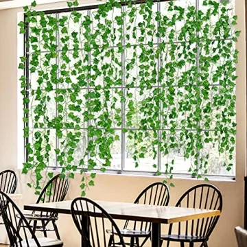 Artflower Fake Vines for Bedroom, 12 Pcs 84Ft Fake Ivy Vines Greenery Garland Artificial Ivy Leaves Fake Hanging Plants for Office Garden Wedding Wall Room Decor