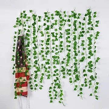 Artflower Fake Vines for Bedroom, 12 Pcs 84Ft Fake Ivy Vines Greenery Garland Artificial Ivy Leaves Fake Hanging Plants for Office Garden Wedding Wall Room Decor