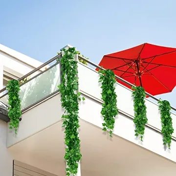 Artflower Fake Vines for Bedroom, 12 Pcs 84Ft Fake Ivy Vines Greenery Garland Artificial Ivy Leaves Fake Hanging Plants for Office Garden Wedding Wall Room Decor