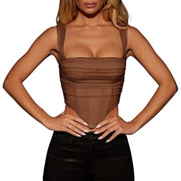 KOSUSANILL Sexy Women's Bustier Corset Top Y2K Push Up Strap Tank Top Vintage Streetwear Crop Tops P...