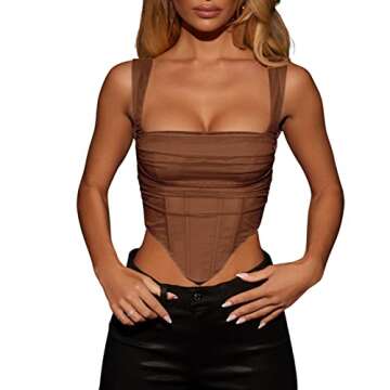 KOSUSANILL Sexy Women's Bustier Corset Top Y2K Push Up Strap Tank Top Vintage Streetwear Crop Tops Party Clubwear Bodice