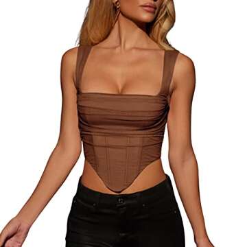 KOSUSANILL Sexy Women's Bustier Corset Top Y2K Push Up Strap Tank Top Vintage Streetwear Crop Tops Party Clubwear Bodice