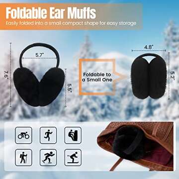 Unisex Simple Black Ear Muffs Women Faux Furry Ear Muffs Winter Women Outdoors Women's Earmuffs for Women Winter Fuzzy Earmuffs, Black