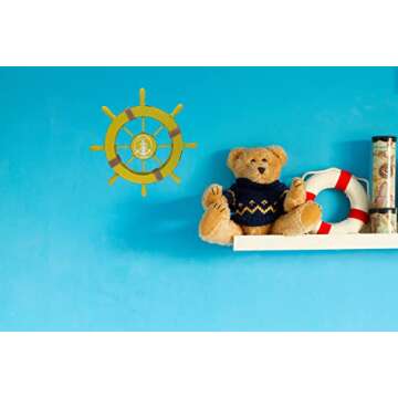 CSWLJS Coastal Nautical Beach Decor Ship Steering Wheel Wall Art - Wooden Art Accents for Home, Outdoor, Bathroom, Pool - 11in Yellow