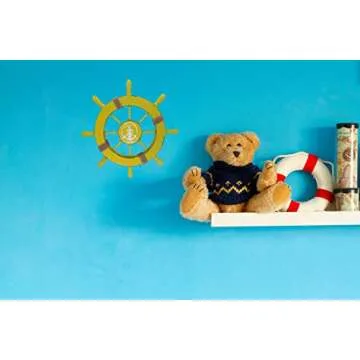 CSWLJS Coastal Nautical Beach Decor Ship Steering Wheel Wall Art - Wooden Art Accents for Home, Outdoor, Bathroom, Pool - 11in Yellow