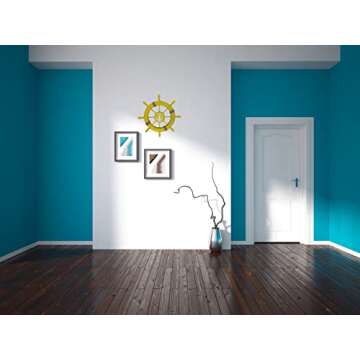 CSWLJS Coastal Nautical Beach Decor Ship Steering Wheel Wall Art - Wooden Art Accents for Home, Outdoor, Bathroom, Pool - 11in Yellow