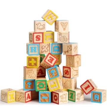 SainSmart Jr. 40PCS Wooden ABC Blocks for Toddlers