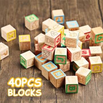 SainSmart Jr. 40PCS Wooden ABC Blocks for Toddlers