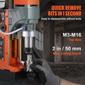 VEVOR Mag Drill Press, 1400W 2" Boring Diameter, 2922lbf Power Magnetic Drill, 810 PRM, 10-Speed, 1-second Release Drill Arbor, Electric Drilling Machine for Metal Surface and Home Improvement