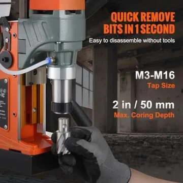VEVOR Mag Drill Press, 1400W 2" Boring Diameter, 2922lbf Power Magnetic Drill, 810 PRM, 10-Speed, 1-second Release Drill Arbor, Electric Drilling Machine for Metal Surface and Home Improvement
